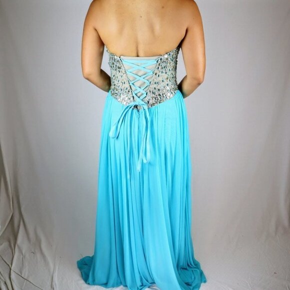 NWT Terani Couture Strapless Aqua Formal Gown $306 - Picture 7 of 13